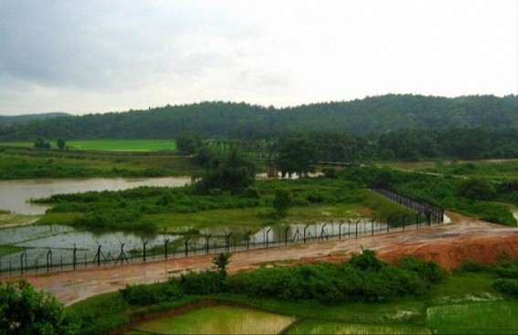 Work on 10 km wire fencing along Indo-Bangla border takes pace amidst restriction by locals Work on 10 km wire fencing along Indo-Bangla border takes pace amidst restriction by locals